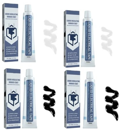 BREAUX Ruban isolant liquide, Ruban isolant liquide imperméable à l’eau, Ruban électrique liquide, Ruban isolant liquide noir (4PCS)