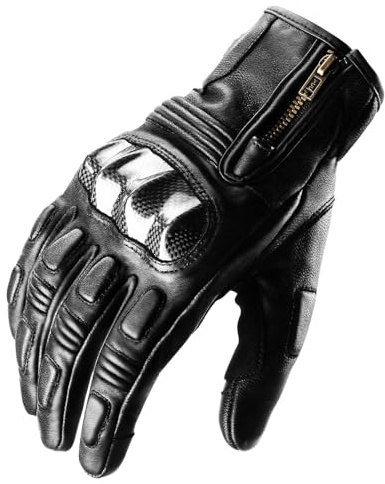 ROCKBROS Fahrrad Handschuhe,Touchscreen Fahrradhandschuhe Leder Vollfinger Handschuhe mit Knöchelprotektor Amtungsaktive Sport Handschuhe Herren Damen