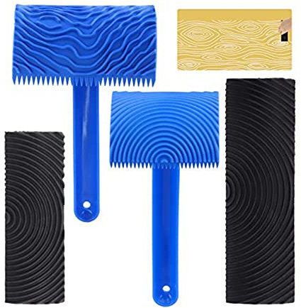 Malerrolle Textur Holz Textur Holz Malwerkzeug Set MS6 MS17 MS18B Farbroller mit Gummimaserung Muster mit Griff für DIY Wand Malerei