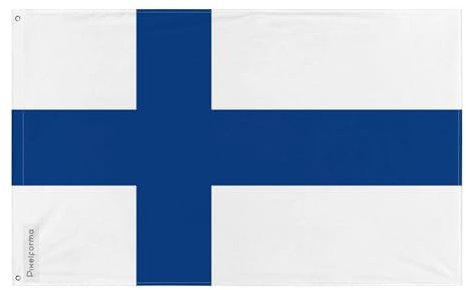 Pixelforma Bandiera della Finlandia in Diverse Dimensioni 100% Poliestere Stampa con Doppio Orlo 2. 2 occhielli a sinistra 128 x 192 cm
