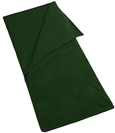 Fleece-Schlafsack, Leichte Reisebettdecke aus Mikrofaser, Bequemer Warmer Schlafsack für Kaltes Wetter, Campingdecke mit Tragetasche für Outdoor-Rucksacktouren(Grün)