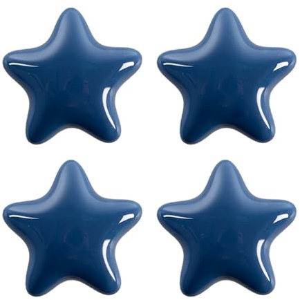 Clayre & Eef Türknauf 4er Set Stern Ø 4 cm Blau Keramik Möbelknopf