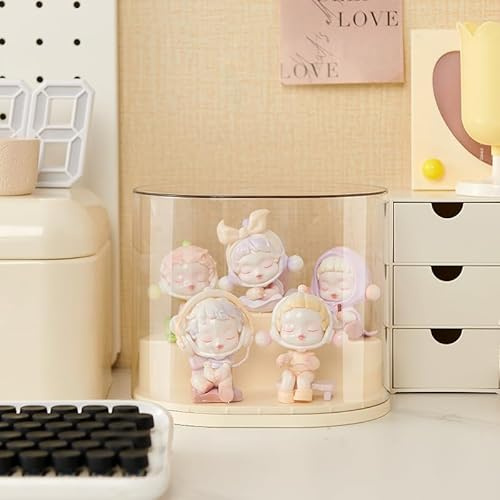 Qirc Puppen-Vitrine, Spielzeug-Aufbewahrungsbox, transparent, Blindbox, Organizer, Ständer, staubdichter Schutz, Vitrine für Actionfiguren/Spielzeug/Sammlerstücke (Leiter)
