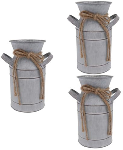 ABOOFAN 3 Pièces Ancien Pot à Lait binaural Seau de Fleurs séchées Seau galvanisé Pot de Fleur Accessoire Jardinage décoration s de Fleurs de Jardinage décor de de Vase