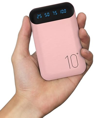 Portable Charger 10000mAh Slim USB C Input and Output Power Bank with LED Display Lightweight External Battery Pack Compatible for iPhone 14/13/12, iPad, Samsung etc. (pink(mini))
