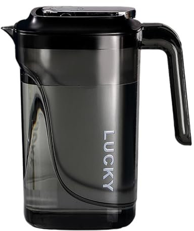 Kunststoffkrug mit Deckel, 2.2L Kühlschrankkrug, Saftkanne, Wasserkanne mit festsitzendem Deckel, Wasserkrug Mit Griff Für Tee, Säfte, Milch, Kalte Oder Heiße Getränke