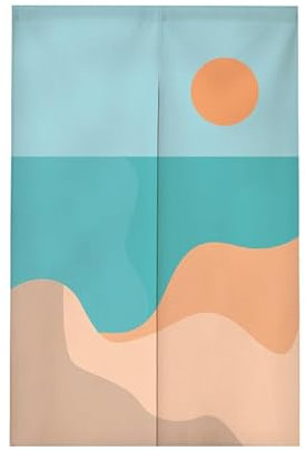 Türvorhang Orange Lake Blue Küchenvorhänge Polyester Raumteiler Vorhang Kurz Scheibengardinen mit Teleskopstange Vorhänge Kurz Türvorhang Insektenschutz Fliegenvorhang Terrassentür 80x200
