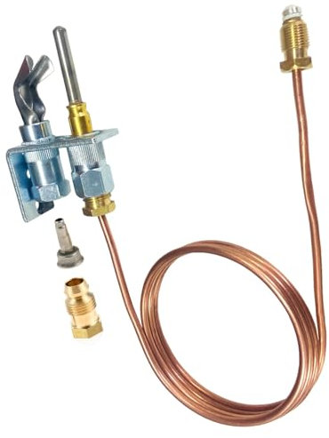 MCAMPAS Q314A4586 Brûleur pilote avec assemblage thermocouple pour chaudières à gaz, chaudières et chauffe-eau - Brûleur pilote gaz naturel et propane avec kit thermocouple