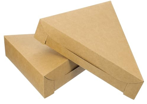 QUARKZMAN Pizza Boxen 20Stk 8.07x6.5x1.77 Pizza EinzelStk Behälter Dreieck PizzaStk Box Mini Pizza Verpackung Karton für Kuchen Kekse Pizza Party (Braun)