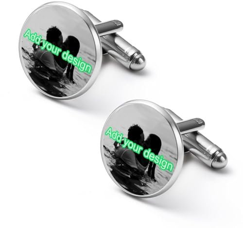 Diy-Manschettenknöpfe Aus Silber für Männer mit Foto – Personalisierte Manschettenknöpfe mit Datum/Text, Individuelle Manschettenknöpfe mit Initialen Zur Hochzeit Als Geschenk für Den Trauzeug