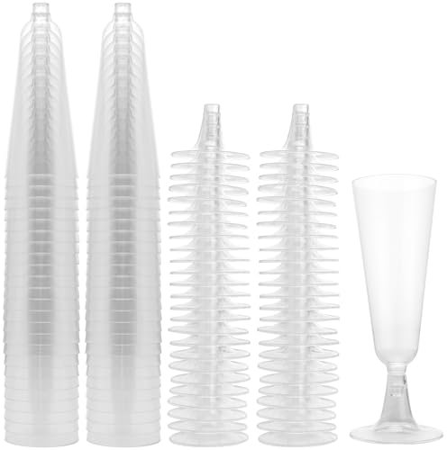 MUKSEUT Lot de 100 flûtes à champagne en plastique transparent, 150 ml, réutilisables pour fête de mariage