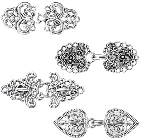4 Stücke Schal Umhangnadel Vintage Pullover Hemd Clips Silber Kragen Cardigan Taillenmieder Verschluss Legierung Dekorative Brosche für Frauen Mädchen Kleidung Kleid Jacke Schal Krawatten Halloween