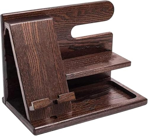 YAOJUCYE Regali per gli uomini organizer da comodino, organizer regali di compleanno per lui in legno docking station per telefono portachiavi portafoglio orologio stand regali da uomo per Natale