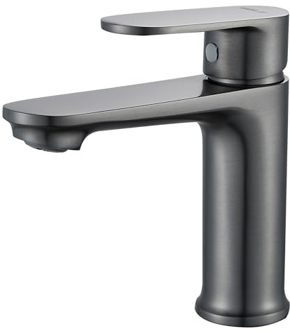 BELZ Bathroom Sink Tap Basin Mixer Taps, Mordern Design with High-Arc Spout for Traditional Bathrooms Monobloc (Gunmetal)