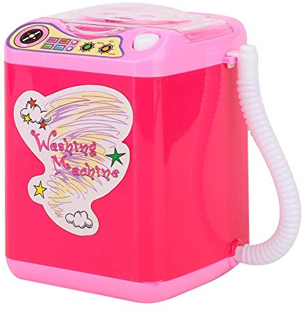 Makeup Brush Cleaner Machine, Mini Electric Brush Washing Machine Simulation Washing Machine Make Up Brush Washing Machine Sponge Cleaning Tool for Girls Ladies (Rose Red)