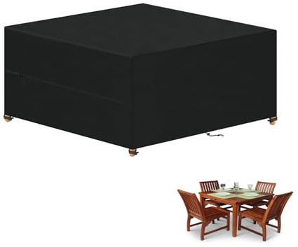 VANSHEIM Funda Mesa Exterior Impermeable Fundas Muebles Jardin 160×160×74cm | Funda Mesa Fundas Muebles Jardin Exterior Impermeable Fundas Protectoras Para Mesas Y Sillas De Exterior Tela Oxford 420D