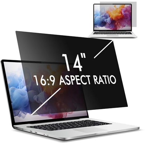 Nsyee Blickschutzfilter Blickschutzfolie für 14 Zoll Laptop, Sichtschutzfolie Laptop Sichtschutz Abnehmbarer Anti Blaulicht Sichtschutzfilter, Privacy Filter Blendschutz 14 Zoll 16:9 (310 x 174 mm)