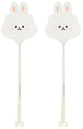 SXTYYH Matamoscas Espesado Y Antideslizante Mango Ergonómico, Creativo Forma De Conejo Mata Moscas for Interiores Y Exteriores Control De Plagas(Blanco)