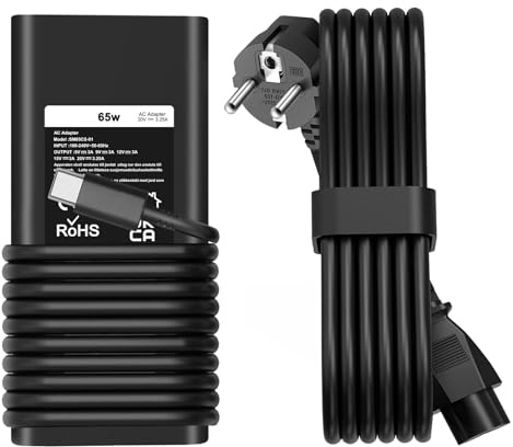 FJEZCHN Chargeur USB C 65W Compatible avec Dell Latitude 5420 5520 5320 5410 5540 7420 7410 7440 7320 7310,XPS 9350 9360 9365 9370,Compatible avec Chromebook 3100 3380 3400 5190 Ordinateur Portable