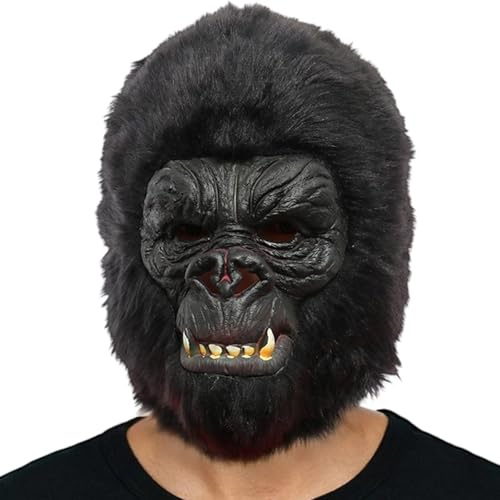 Aofonchy gorilla mask rolig apa kostym hela huvudet realistisk latexmask hårig gorilla djurmasker andningsbara gorilla huvudbonader för halloween cosplay kostym karneval fester