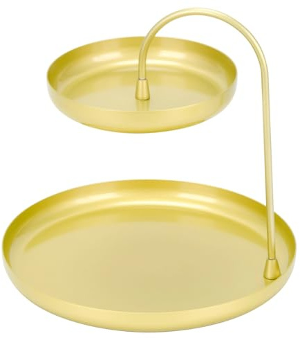 BSDLZCH 2-stöckige Cupcake-Etagere aus Gold Metall & Deko-Tablett | Verdicktes Servierplatte, elegant & stabil Tortenständer für Desserts, Hochzeit, Geburtstag, Party-Deko & Heim-Organizer