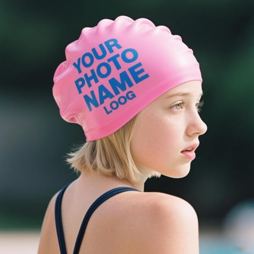 Personalización Gorros De Natación para Niños,Reutilizable Gorro, Suave y Resistente, Gorros De Piscina Divertida Gorros De Baño,Gorro de Baño para Niñas, Niños y Adolescentes con