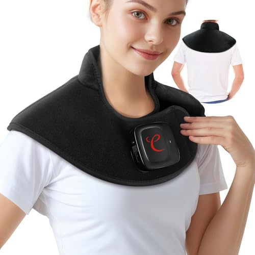 Comfytemp Cordless Weighted Neck and Shoulder Heat Pad, Rechargeable Heated Neck Warmer with 5000mAh Battery, 3 Heating Levels & Timer, Portable Heated Shoulder Wrap for Shoulder Neck Back Pain Relief