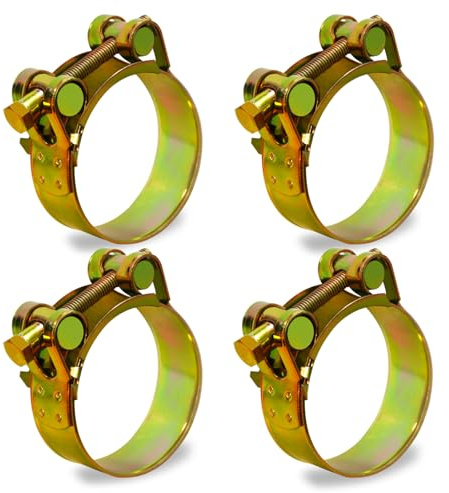 Ezitruz T-Bolt Hose Clamps, 2 Pcs 98-103mm Exhaust Clamp Set, Sturdy Hose Clips & Bolt Clip for Auto Water and Gas Pipe(Bandwidth 24mm, Gold)