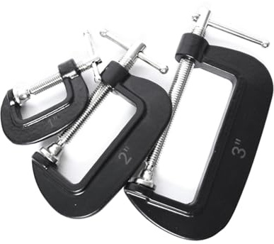 Jooehyer Juego de 3 Abrazaderas Tipo G con Mordazas Tipo C de 25 mm, 50 mm y 75 mm (1 Pulgada, 2 Pulgadas y 3 Pulgadas) para Trabajar Madera y Metal.