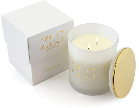 ROYAL LION Duftkerze im Glas - 100% Natürliche Sojawachs Kerze, Handgegossen, Groß, 300g, 75h Brenndauer - Aromatherapie (SILENT SENSES: Duft Frisch, blumig – Grapefruit, Neroli, Moschus)