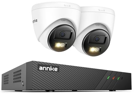 ANNKE 3K PoE CCTV System Outdoor, 8CH NVR with 2 PoE IP Cameras with Alarm, Dual Color Night Vision, Smart Motion Detection, Remote Access, No Hard Drive