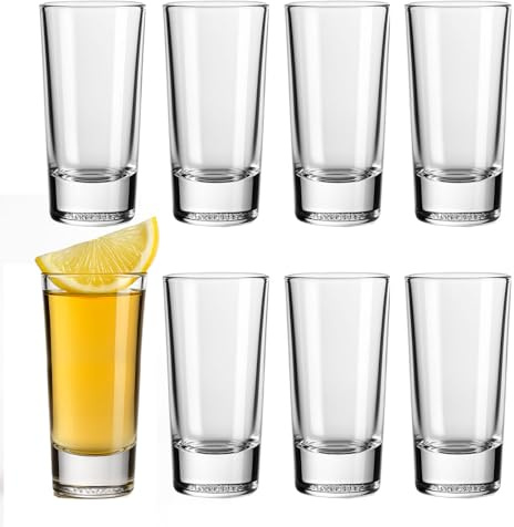 Murago - Shot Gläser 8er Set ca. 40ml - Schnapsgläser Shotgläser Shootergläser Tequila Wodka Likörgläser Barzubehör kleine Stamperl Trinkgläser Partygläser 4cl Spirituosen Gläserset Klarglas