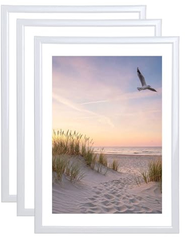 IDEAL TREND 3er 5er 10er Set Bilderrahmen Fotorahmen aus Kunststoff Bilder Foto Posterrahmen Collage AC-6 Wanddeko: Farbe: 3er Pack Weiß | Format: 50x70