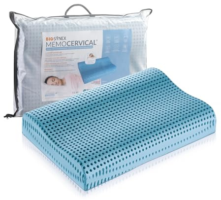 BIOSYNEX - MEMOCERVICAL - Orthopädisches Kissen mit Formgedächtnis aus Viskoelastischem Schaumstoff - 40 x 60 cm - für Nacken und Kopf - Hergestellt in Italien - Blau