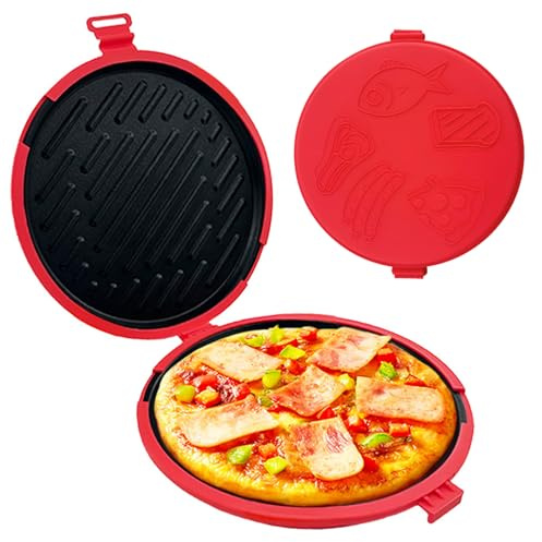 CAKEEYUM Microwave Grill Pan Non-stick Heat-resistant Microwave Grill Easy to Clean Breakfast Sandwich Maker for Fish Sausage Steak Pizza Bread