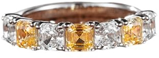 Wycian Promise Ring Women Eheringe Weissgold 14 Karat Eleganter Quadratischer Citrin und Moissanit mit 4 Zinken, 0,4 CT Größe 50 (15.9) Massiv, Nicht Plattiert Aktualisierung 3.0 für Tante Muttertag