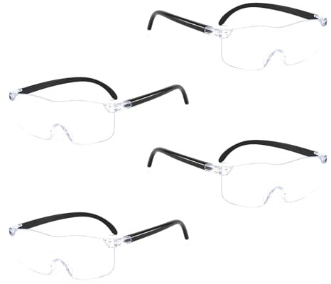 Galenecx 4 Paires Loupe de Lecture, Lunette Loupe Grossissante 300%, 500%, 800%, 1000%, Grossissantes Protection Contre la Lumière Bleue, pour Lecture, Bijoutier, Broderie, Couture, Bijoux