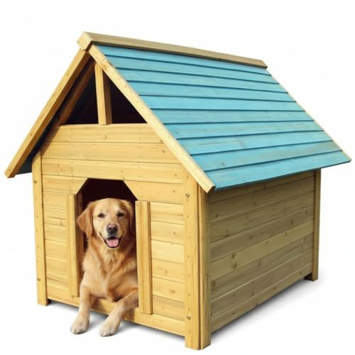Mucola Hundehütte Hundehaus XXL Blockhaus wetterfest 75x115x95 cm Holz | für mittelgroße Hunde, Türöffnung 34x44 cm, steht 7 cm erhöht gegen Bodenkälte und Feuchtigkeit, pflegeleichte Oberfläche