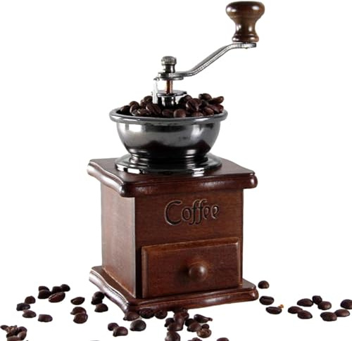 Molinillo de café antiguo – Molinillo manual de madera para pimienta, especias, nueces, grosor ajustable, molinillo de rebabas tradicional | Herramienta de cocina decorativa