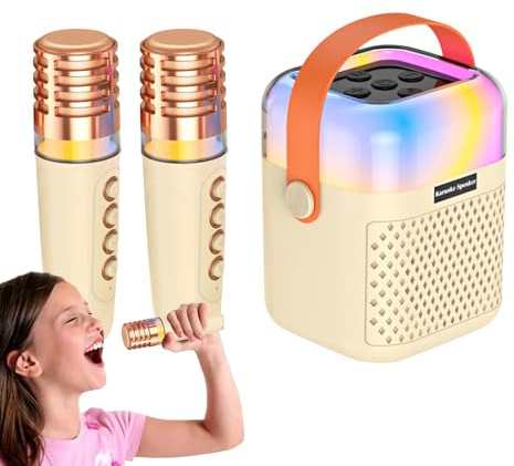 Machine à Karaoké - Haut-Parleur avec 2 Microphones | Système De Karaoké,pour Spectacles Bureau Terrasse Jardin Extérieur Fêtes Maison