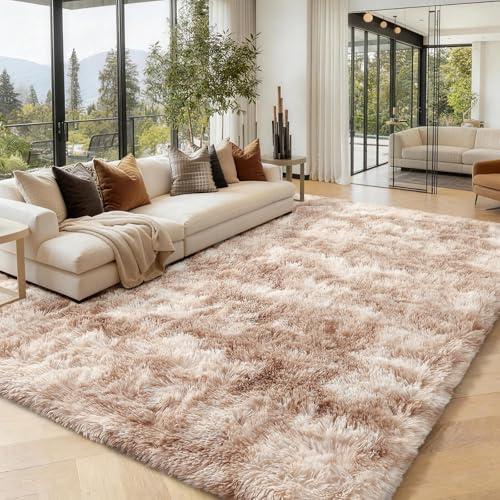 Homaxy Hochflor Flauschig Teppich Wohnzimmer, 120x160 cm | Anti-Rutsch Unterseite Weich Teppiche Waschbarer Moderner Matte fürs Kinderzimmer Schlafzimmer, Kamel