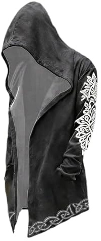 viking medellång huvtröja herr huvtröja 3D tryckt kofta sweatshirt män mode huvtröja cape medeltida cosplay kostym, A4, M