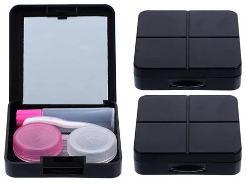 HOMSFOU Contact Lenses Holder Box 3 Sets with Sturdy Construction and Portable Mirror for Halloween and Travel