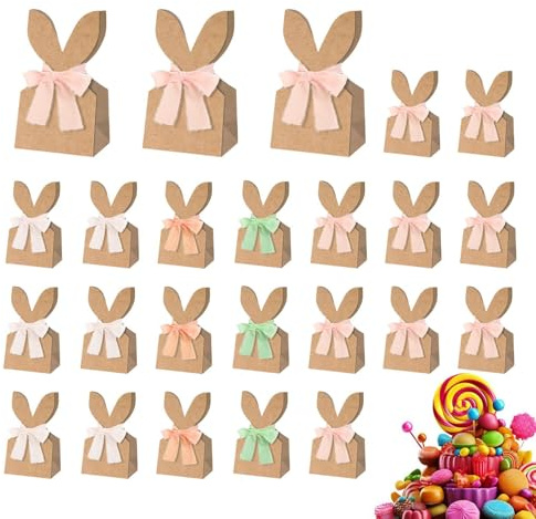-Süßigkeitentüten 24 Stück süße Hasenohren Frühlingsdeko | Mehrweg-tüten für Süßigkeiten Für , Goodies, Snacks, Kekse, Schokolade, Kuchen, Spielzeug &