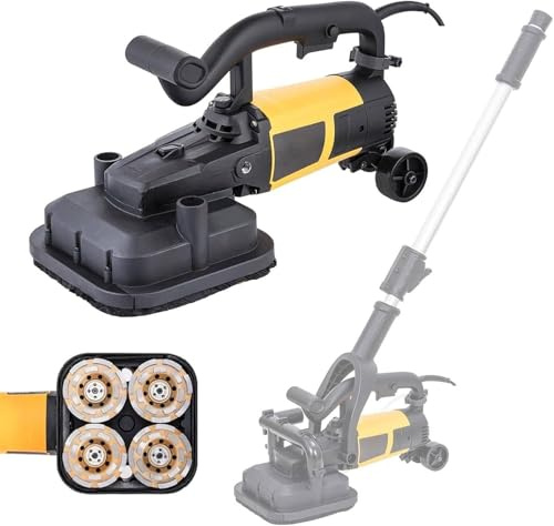 Levigatrice Elettrica per Pavimenti 3800W, Levigatrice per Cemento Kit Con 4 Teste, 3 Dischi Abrasivi, 6 Impostazioni Di Velocità, Pialla per Superfici in Cemento, Piastrelle Di Cemento, Marmo