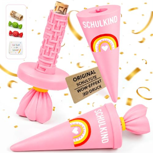 Anruzon Einschulung Geschenke, Schultüte Mädchen Schulkind 2026 Geschenke | Schultüte-Labyrinthbox im 3D-Druck, kreative Einschulung Geschenk Verpackung für Geld, Gutschein & kleine Überraschungen