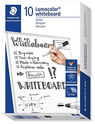 STAEDTLER Lumocolor 351-9 Whiteboard-Marker, Rundspitze, 30 Stück, schwarz