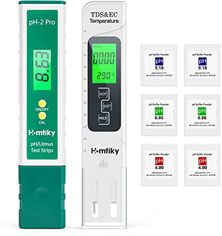 Mètre pH & TDS, Testeur de qualité de l'eau TDS pH 2 en 1, Précision de Mesure de 0 à 14 pH, 1 PPM Résolution, 2% Précision de Lecture, Set 0-9990 PPM, pour Piscine, Aquarium, Plantation, Eau Potable
