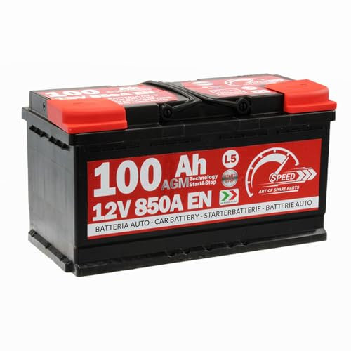 SMC Batería de coche Speed 100 Ah AGM 850 A L5 Start Stop polo positivo a la derecha para motores equipados Start&Stop Dim 353 x 175 x 190 mm Larga duración 90 Ah 92 Ah 95 Ah