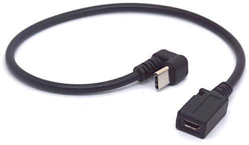 Tomost Cable de tipo C a micro USB, ángulo de 180 grados USB-C macho a micro USB hembra Powerline para juegos, compatible con carga y sincronización para portátil, teléfono móvil, tabletas (25 cm)
